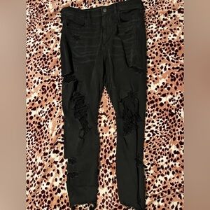 American Eagle Outfitters Black Distressed super high rise legging Skinny Jeans